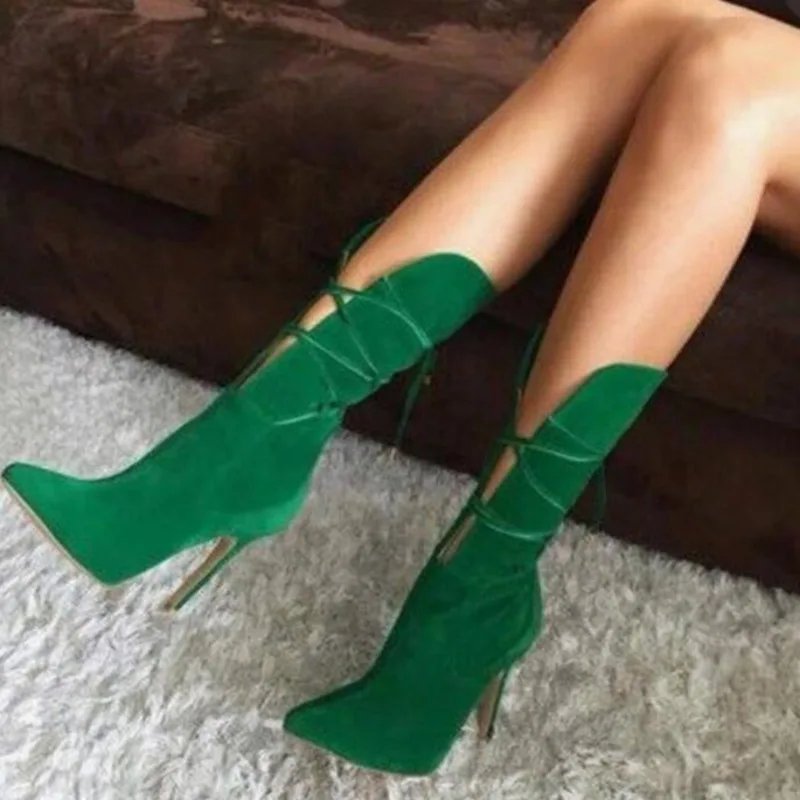 green calf high boots