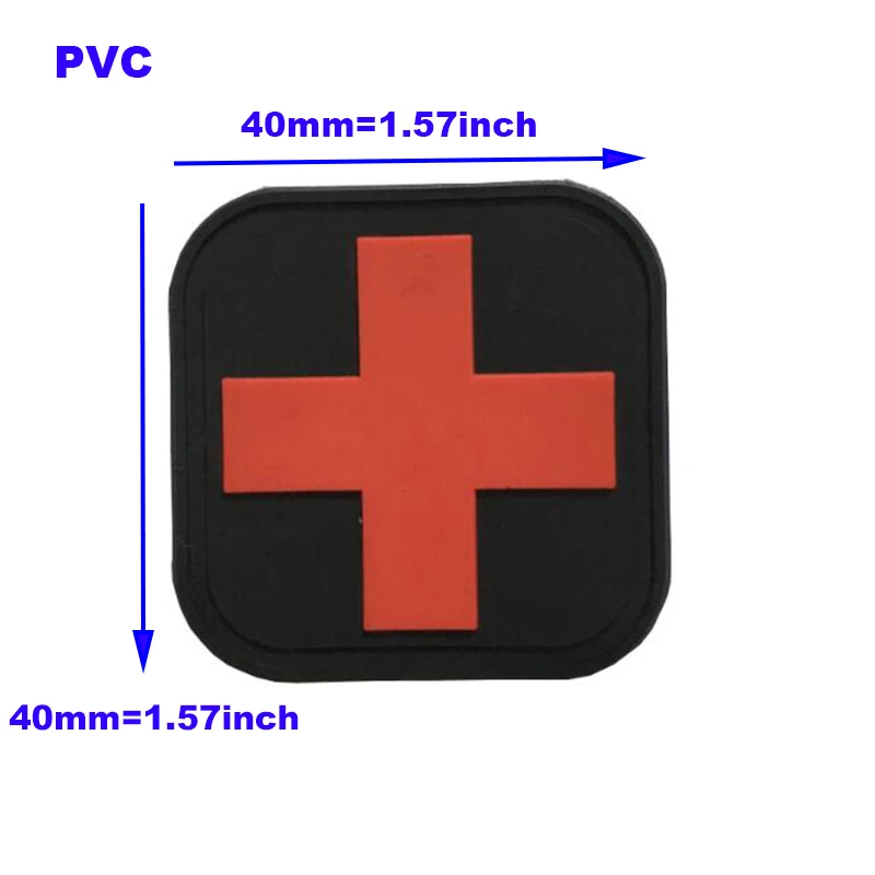 PVC Rubber Black Red Cross Flag Swiss Cross Fingerboard Medical Rescue Nursing Staff Tactical Soldier Backpack Hat Fight Badge-animated-img