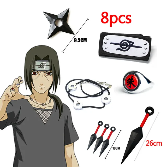 5pcs Naruto Anime Cosplay Costume Kakashi Gloves Kunai Headband Weapon Mask  Set 