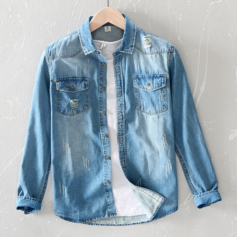 New spring men Ripped Distressed Denim 