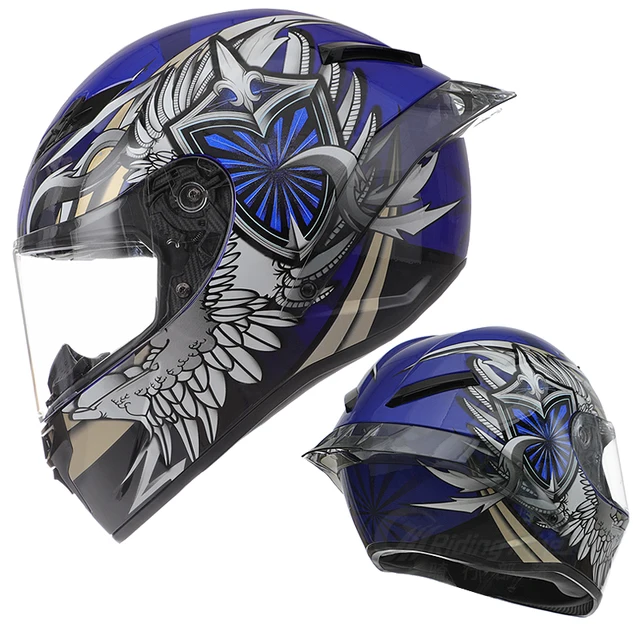 blue full face helmet