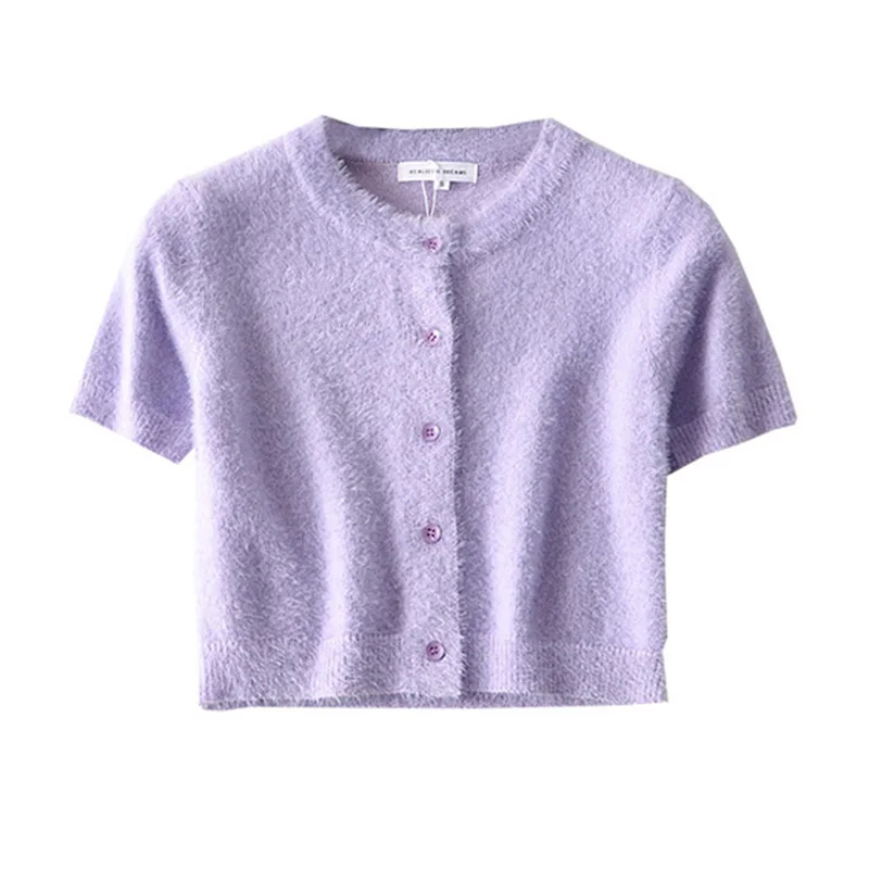 Knit cardigan women Summer fuzzy 