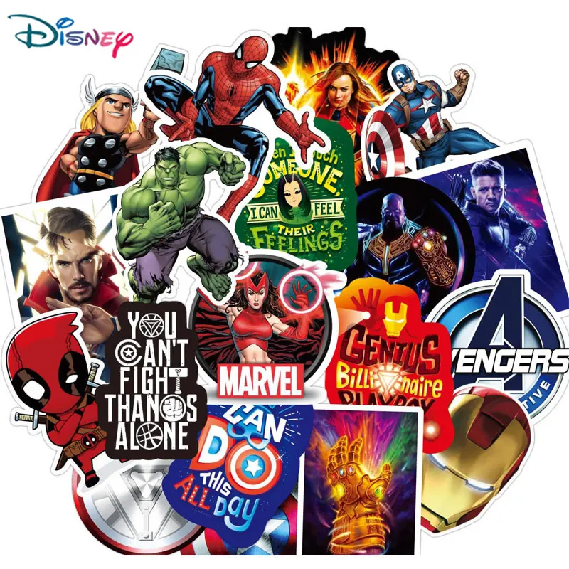 Acquistare Adesivi e Stickers  Disney 10/30/50Pcs Avengers Marvel Hero  Stickers Funny Iron Man Spiderman Laptop Guitar Luggage Waterproof Sticker  Kids Girl Toy