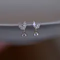 925 Sterling Silver French Simple Crystal Bud Stud Earrings Women Light Luxury Temperament Wedding Party Jewelry Gift preview-3