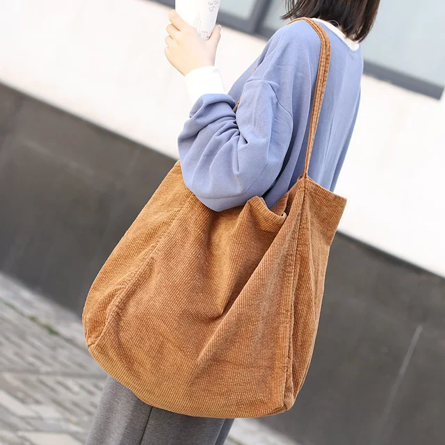 Large corduroy tote bag clearance