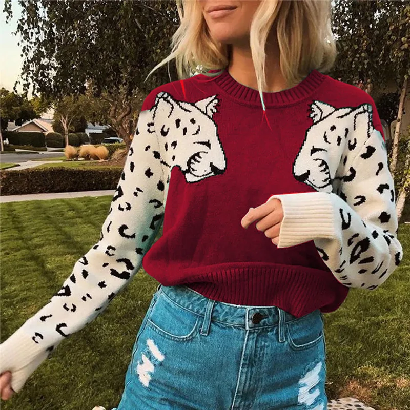 Ladies Leopard Pattern Sweater Fashion 