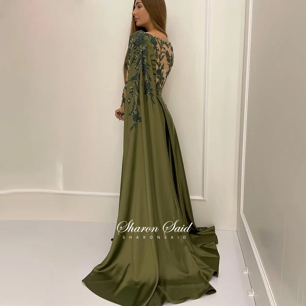 Sharon Said Olive Green Arabic Evening 