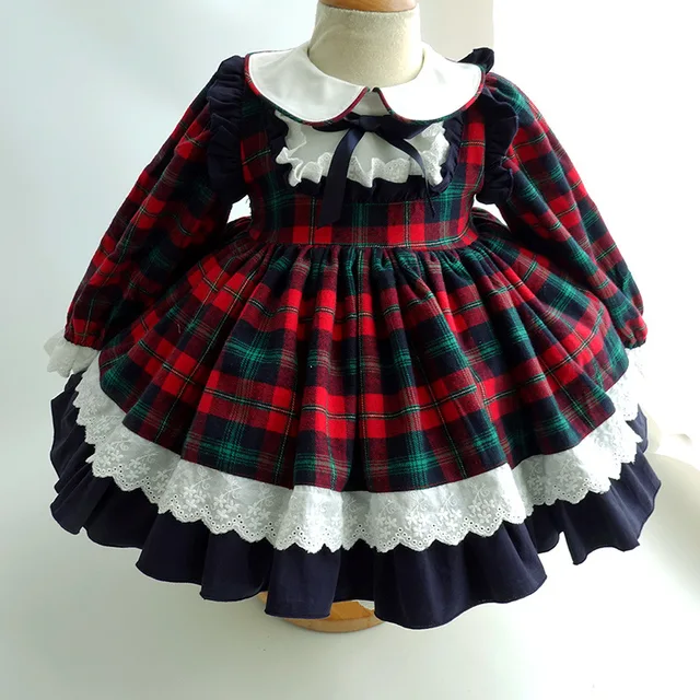 New Plaid Red Christmas Girl Dress Bows 