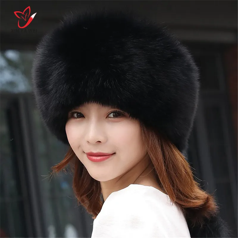Women Natural Fox Fur hat Russian 