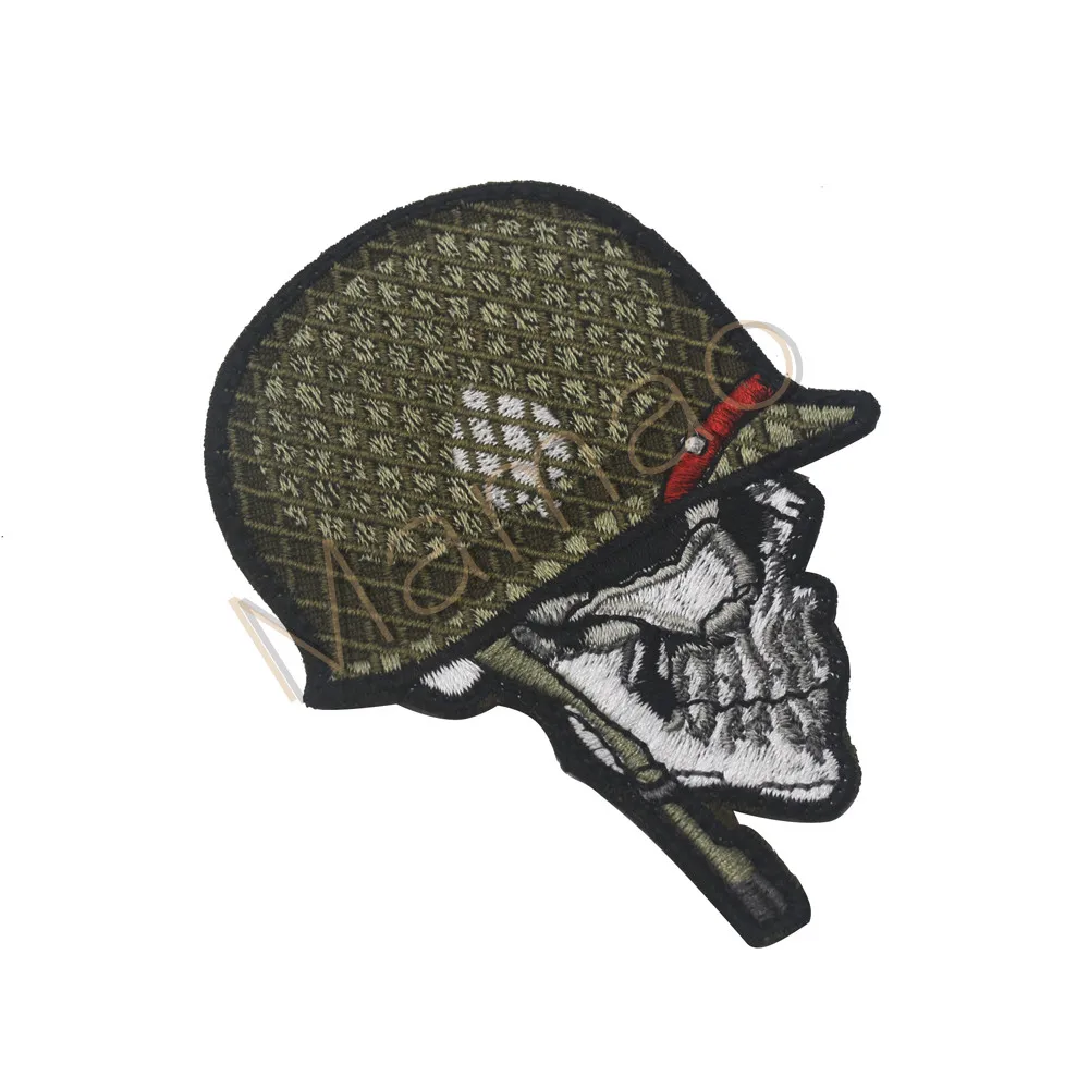 Skull Embroidered Patch Funny Buzzword Military Slogan Sticker Decal Army  Operator With Hook and Loop Tactical Patches Sewing