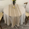 Table Cloth Round Tablecloth with Tassel Linen Cotton Home Textile Nordic Style Kitchen Waterproof Table Cover Modern Home Decor preview-5