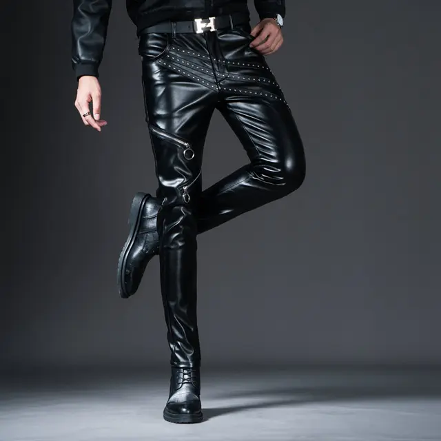 men's skinny leather trousers