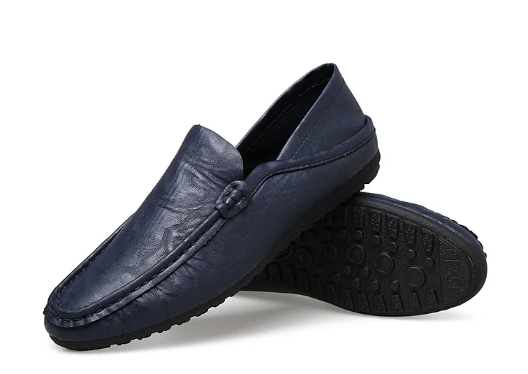 black leather driving loafers