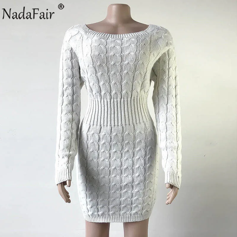 Nadafair Knitted Warm Sweater Dress 