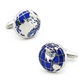Free Shipping Men's Cufflinks World Map Design Blue Color Quality Copper Cuff Links Wholesale&retail
