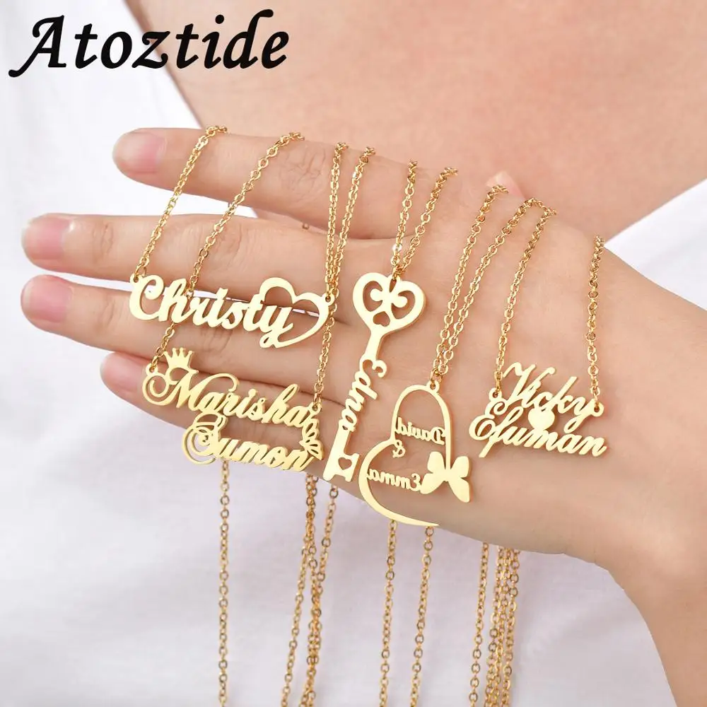 Atoztide Custom Letter Necklaces 
