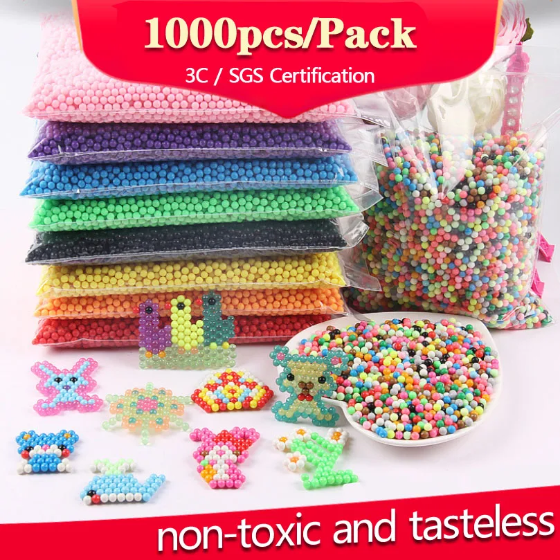 1000pcs/Bag Refill Hama Beads Puzzle Mixed crystal Magic Beads DIY Water Spray Beads Ball perlen Toys For Children-animated-img