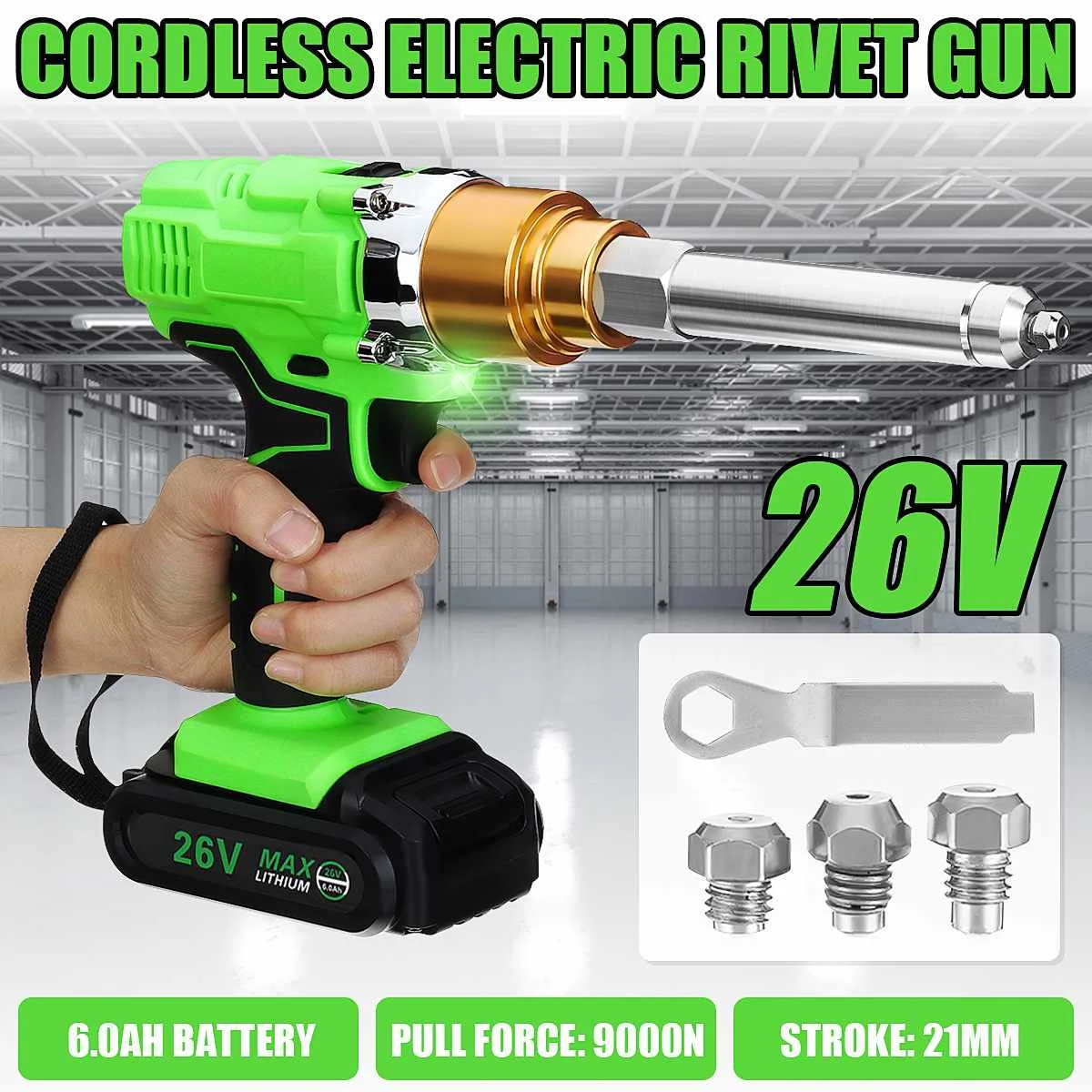 Купить Крапольные пистолеты 26V Cordless Electric Rivet Gun 2.1mm Portable Electric Blind