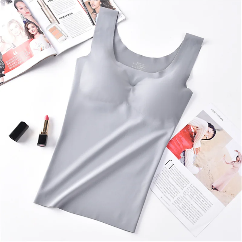 Ice Silk Tank Top Wireless Paded Lingerie Push Up Padded Vest Crop Top Tee Camisole Feminino Sleep топики женские Soutien Gorge preview-4