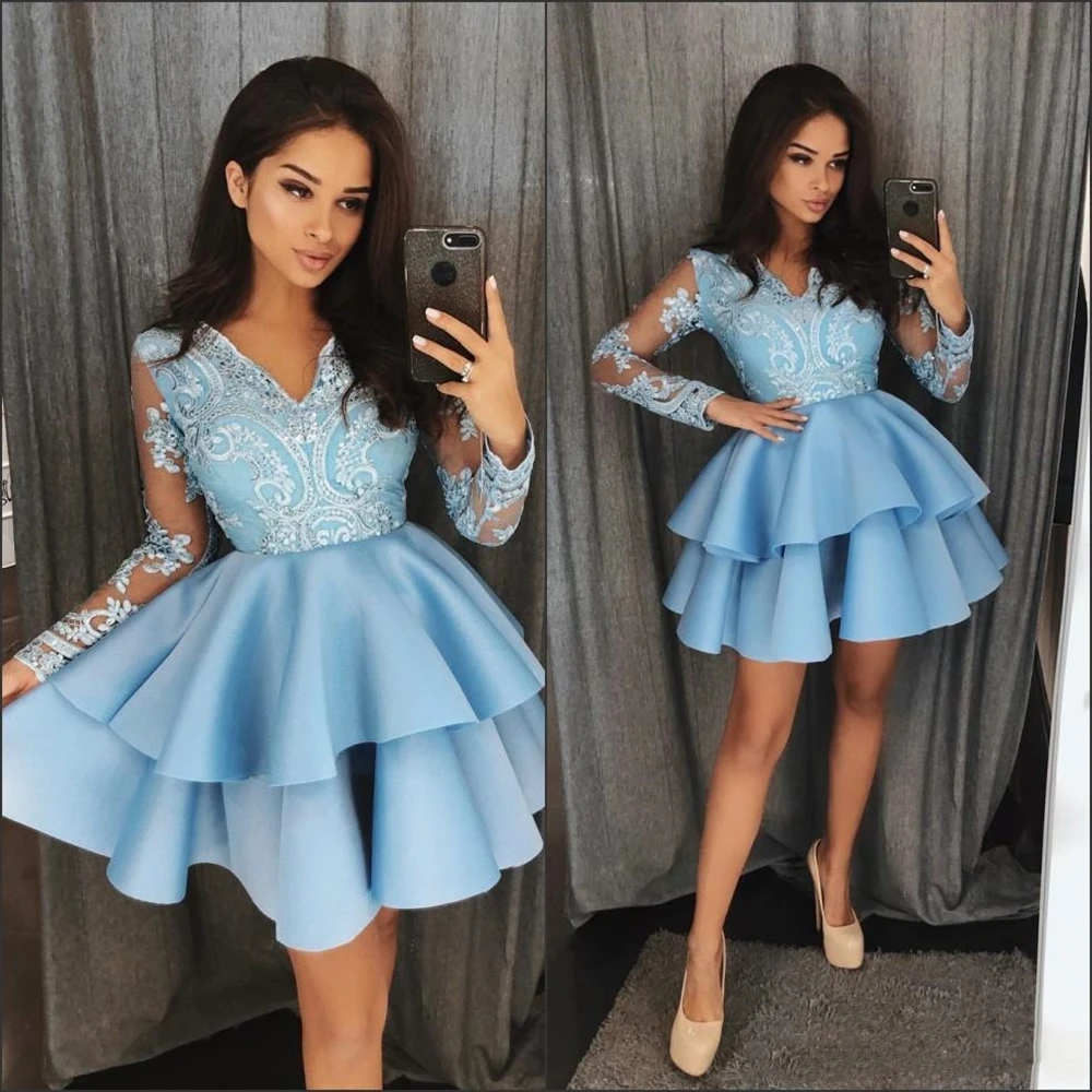 Light Blue V Neck Lace 