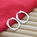 925 Sterling Silver Simple Small Square Earrings For Women Fashion Jewelry Wedding Accessories Silver Earrings preview-2