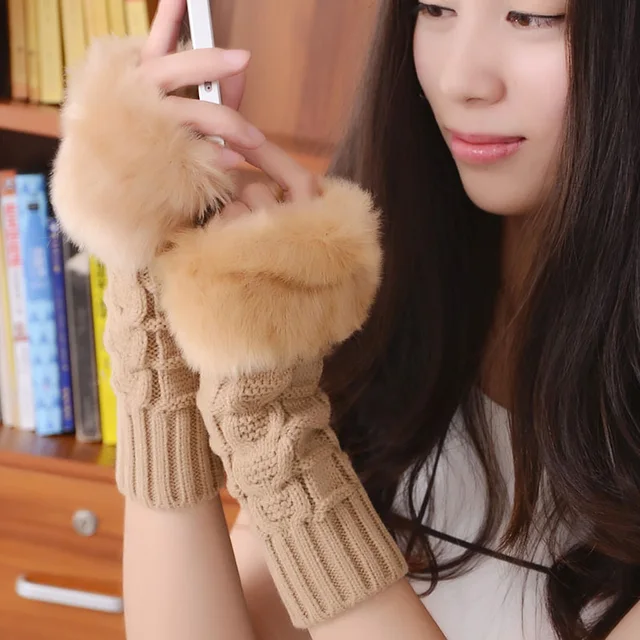 faux fur gloves womens