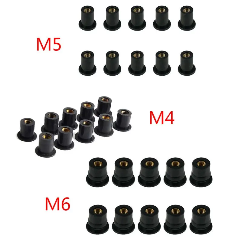 10pcs M4/M5/M6 Rubber Well Nuts Blind Fastener Windscreen Windshield Fairing Cowl Fastener Accessories for Motorcycle-animated-img