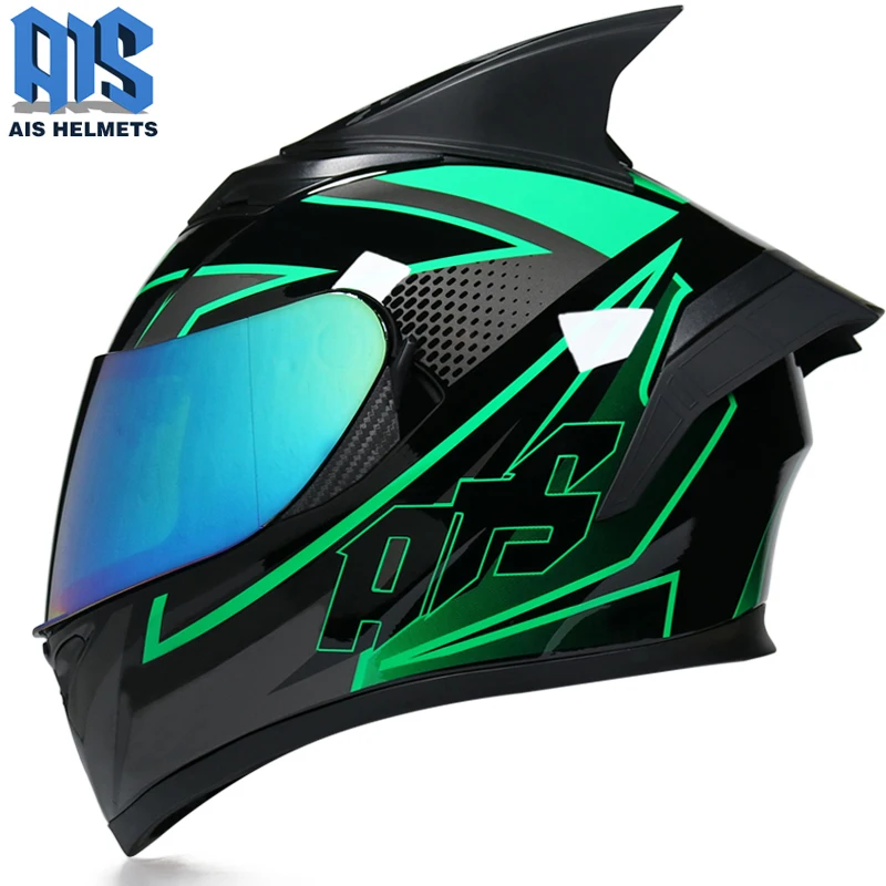 full face green helmet