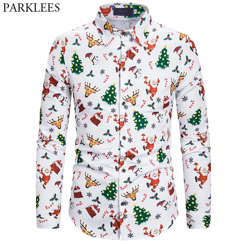 Mens christmas print shirts Clearance