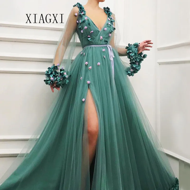 green occasion dress with sleeves