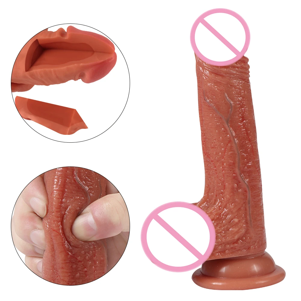 Купить Секс товары | Lifelike Realistic Silicone Dildos two layer Touch  feeling Soft Penis Big Dildo gans With Suction Cup Sex Toys for Woman Cock