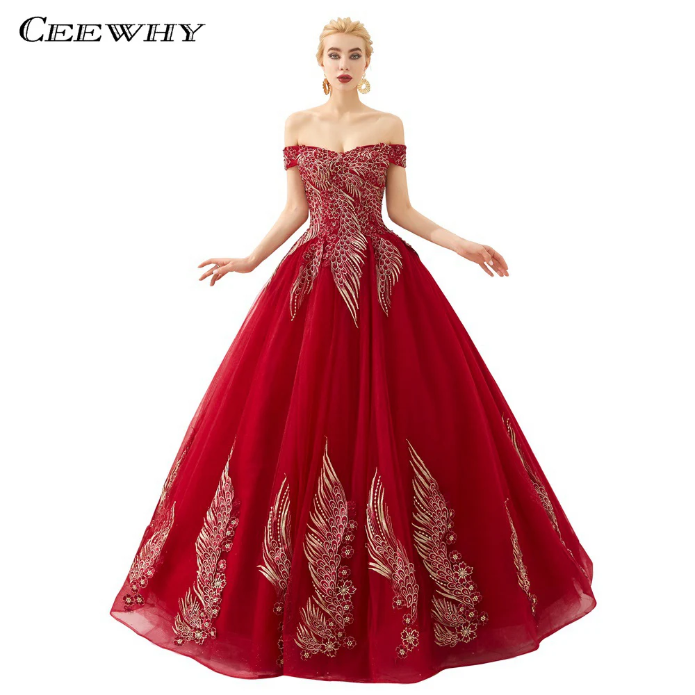 Shoulder Ball Gown Evening Dresses Long 