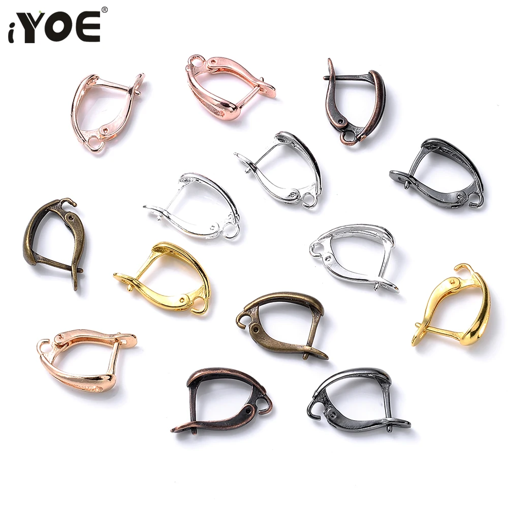 6-12Pcs/lot Gold Color French Earring Hooks Lever Back Open Loop Setting  for DIY Earring Clips Clasp Jewelry Making Accessories