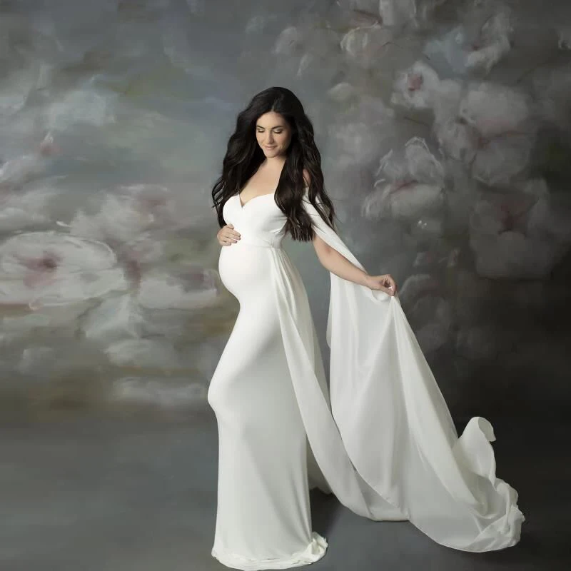 Sexy Long Maternity Dress Cloak Chiffon 