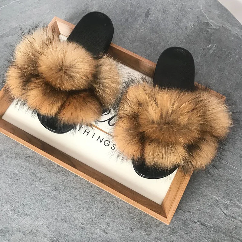 authentic fur slides