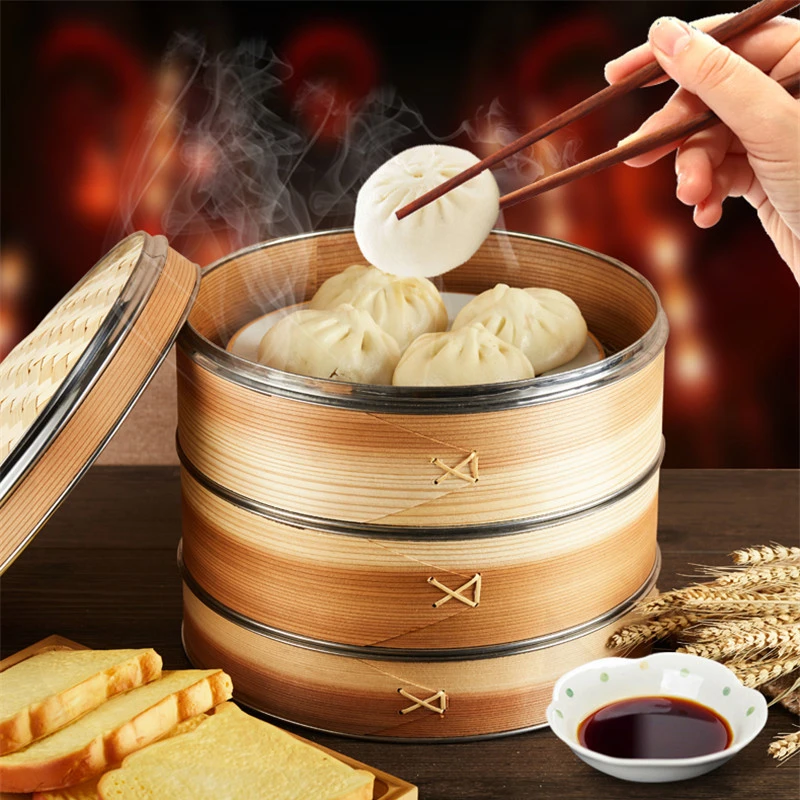 Cooking Bamboo Steamer Fish Rice Snack Basket Kitchen Cookware Fish Rice Dim Sum Basket Rice Pasta Cooker food Steamed stuffed