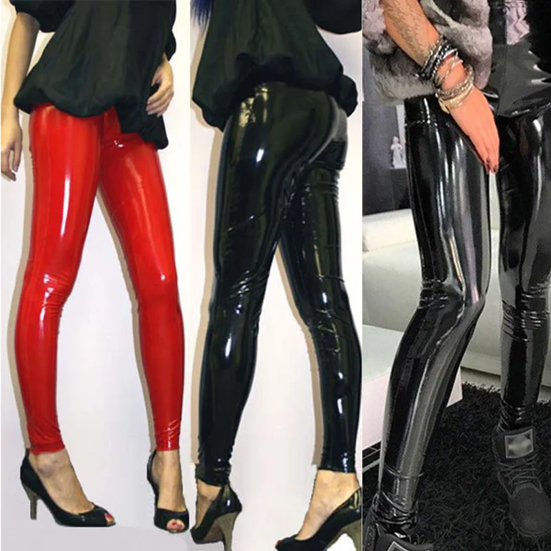 Leather Black Pants Leggings High Waist Costume for Women Sexy Elastic Skinny Push Up Leggings Stretch Jeggings Women Legings-animated-img