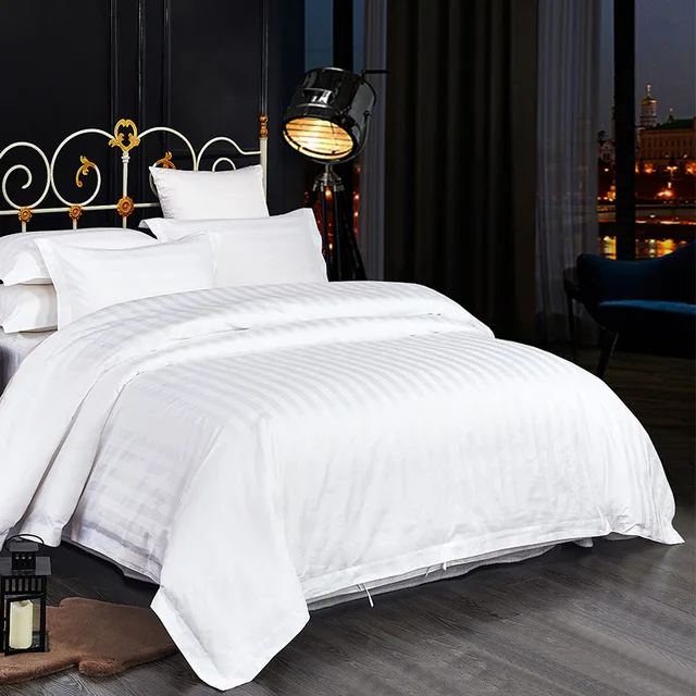 Cotton bedding set satin strip Luxury 