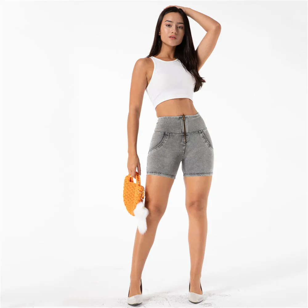 Melody wear high waisted denim shorts 