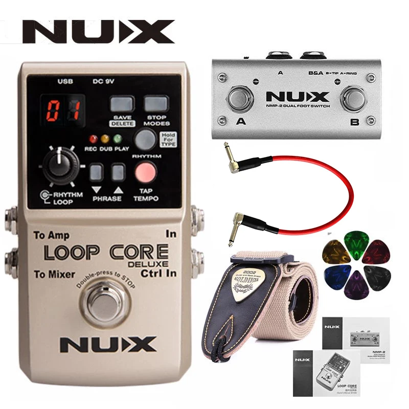 NUX Loop Core Deluxe Upgraded Guitar Pedal with Foot Switch Automatic Tempo  Detection 8 Hours Recording 24-Bit Audio+Gifts