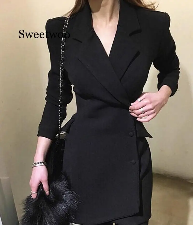 Office Blazer Dress Black Formal Wear 