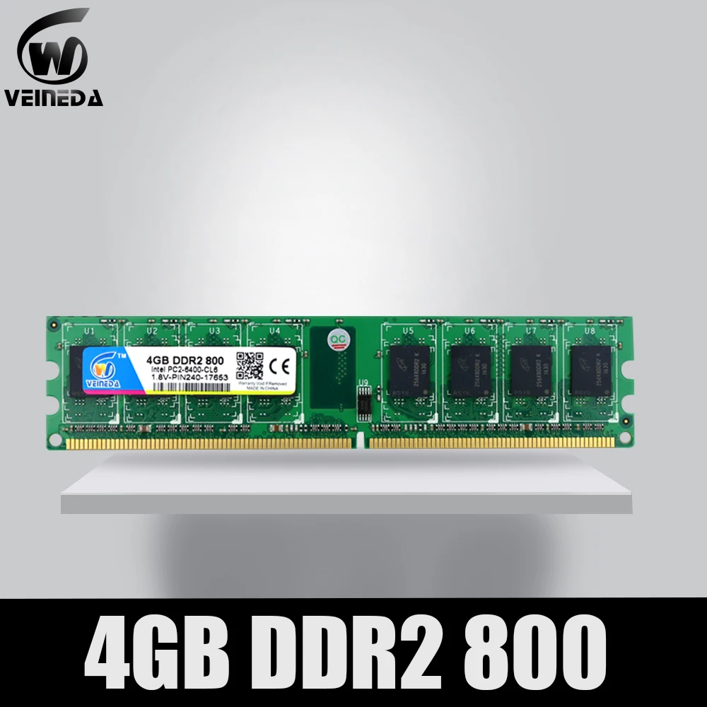 VEINEDA 2Gb 4Gb ddr2 memoria ddr 2 4Gb 800Mhz ddr 2 2g 800 667 533 PC2 - 6400 memory RAM For Intel And AMD Dimm-animated-img