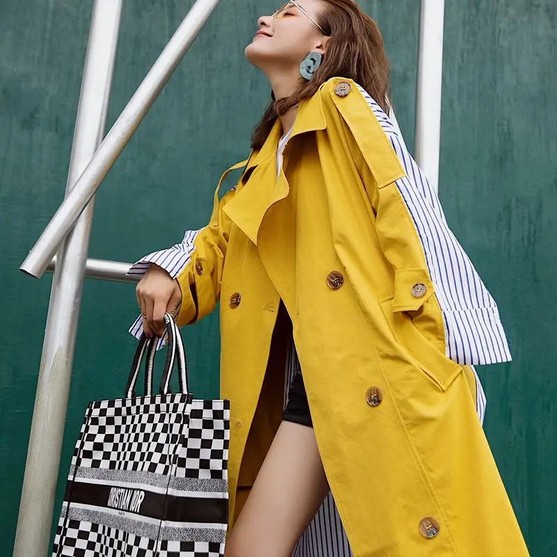 yellow trench jacket