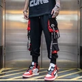 Joggers Cargo Pants for Men Casual Hip Hop Hit Color Pocket Male Trousers Sweatpants Streetwear Ribbons Techwear Pants preview-4