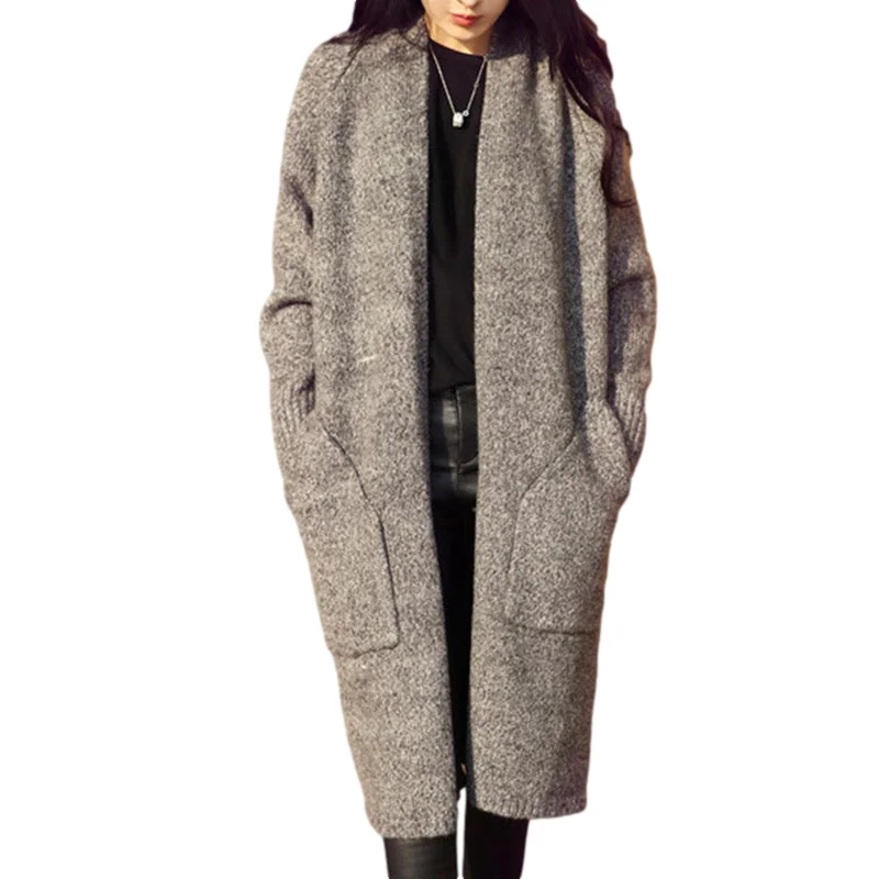 Cardigan Knitted Long Sweater Solid 