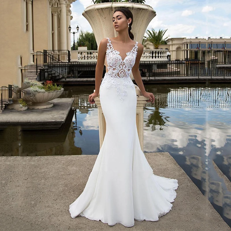 simple white lace wedding dresses