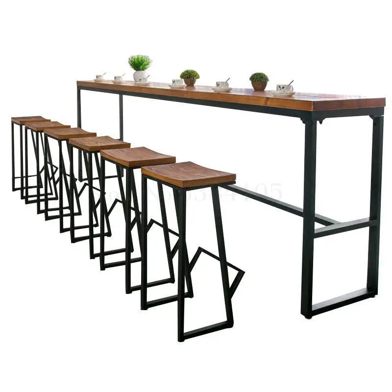 long high table with stools