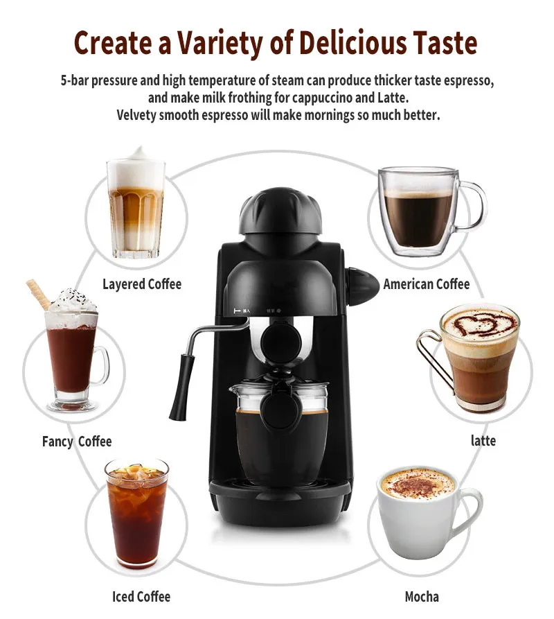 800W 220V 240ml Italian Espresso Coffee 