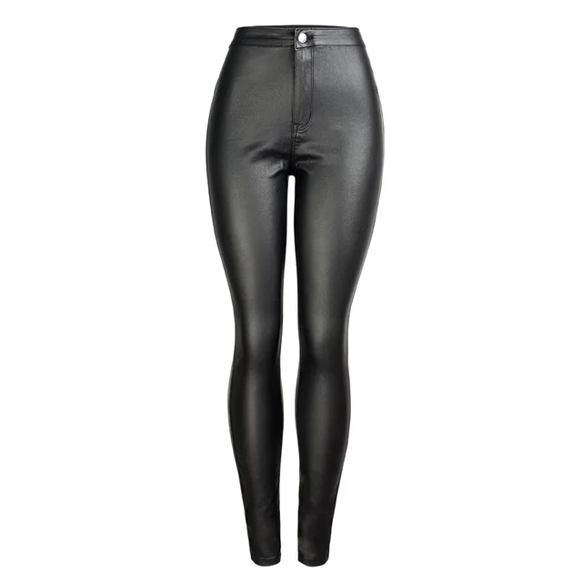 black pu jeans