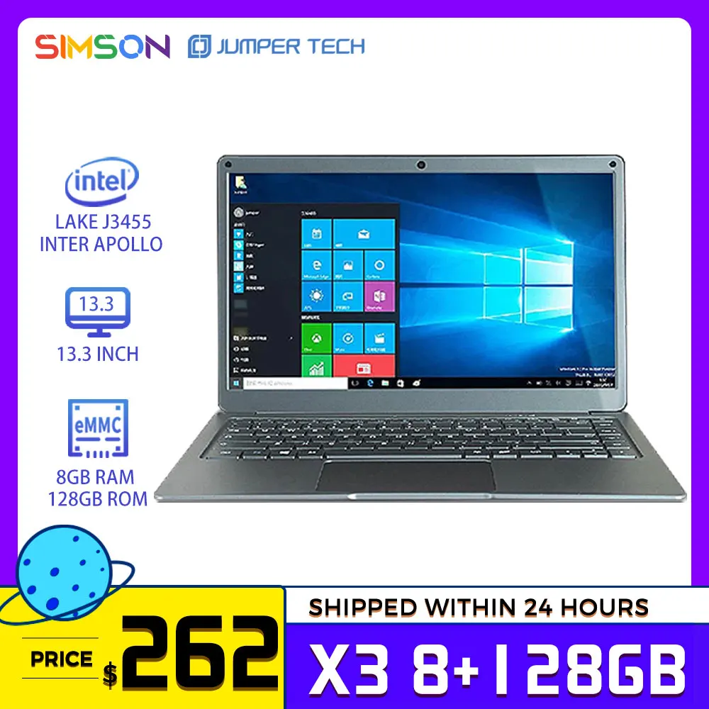Laptops Windows 10 Jumper EZbook X3 Premium 13.3 inch 1080P IPS Display Intel J3455 8G RAM 128G ROM Ноутбуки